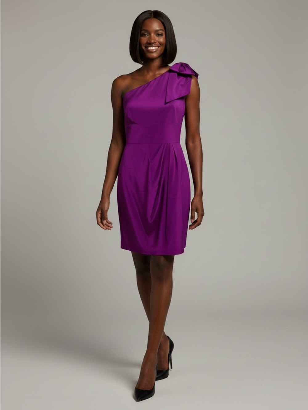 ANTONIO MELANI Purple One-Shoulder Sheath Dress